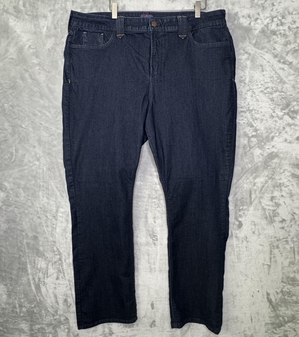 NYDJ Jeans Womens 22W Dark Wash Straight Plus Stretch Made in USA Denim Zip Fly